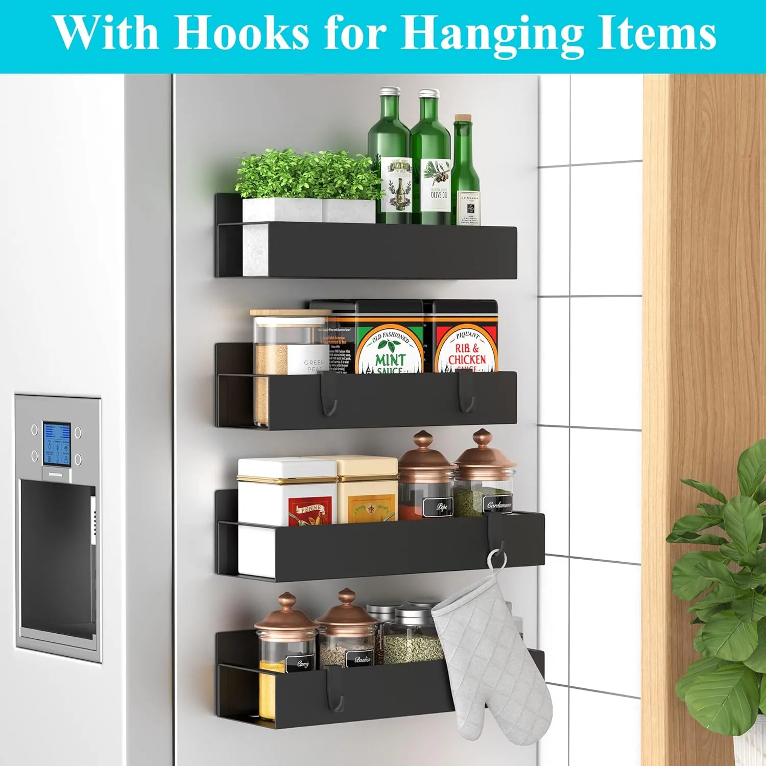 SpiceSnap | 4-Piece Magnetic Spice Rack Set