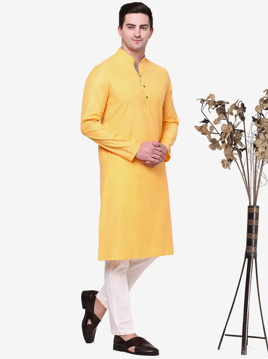 Spirited Dark Yellow Solid Kurta | The Kurta Company