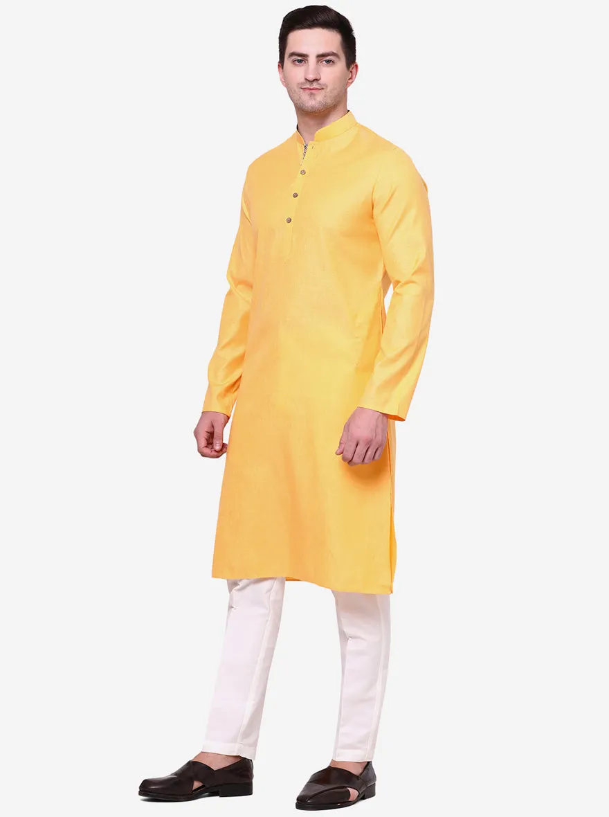 Spirited Dark Yellow Solid Kurta | The Kurta Company