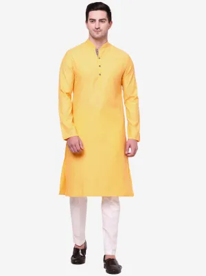Spirited Dark Yellow Solid Kurta | The Kurta Company