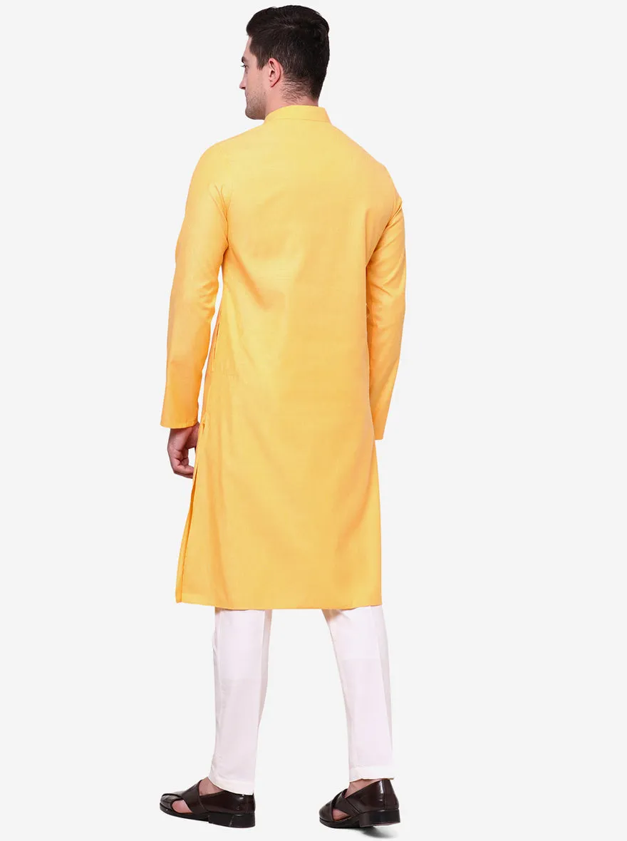 Spirited Dark Yellow Solid Kurta | The Kurta Company