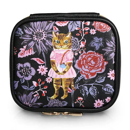Square Cosmetic Pouch Nathalie Lete - Cat Black