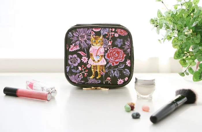 Square Cosmetic Pouch Nathalie Lete - Cat Black