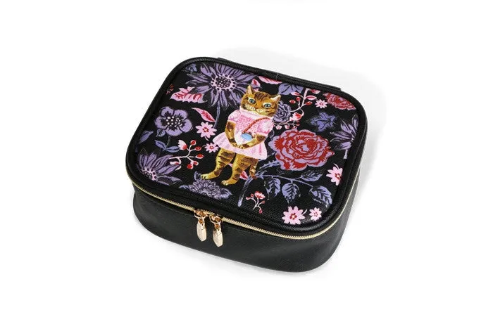 Square Cosmetic Pouch Nathalie Lete - Cat Black