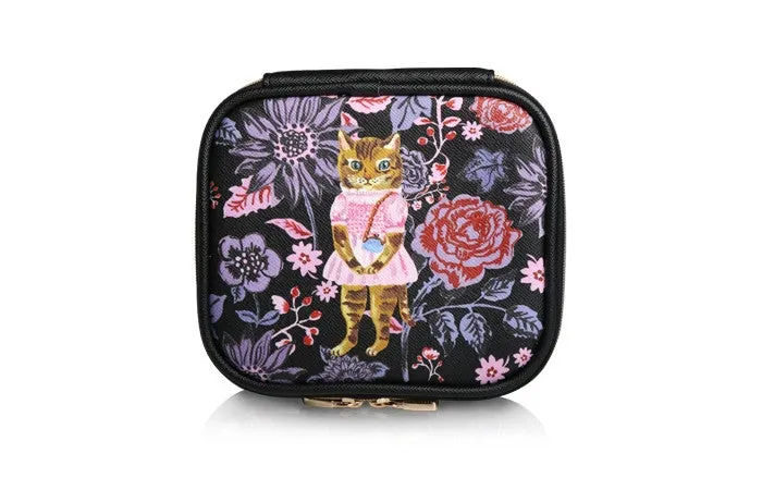 Square Cosmetic Pouch Nathalie Lete - Cat Black