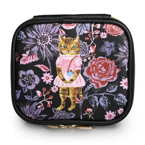 Square Cosmetic Pouch Nathalie Lete - Cat Black