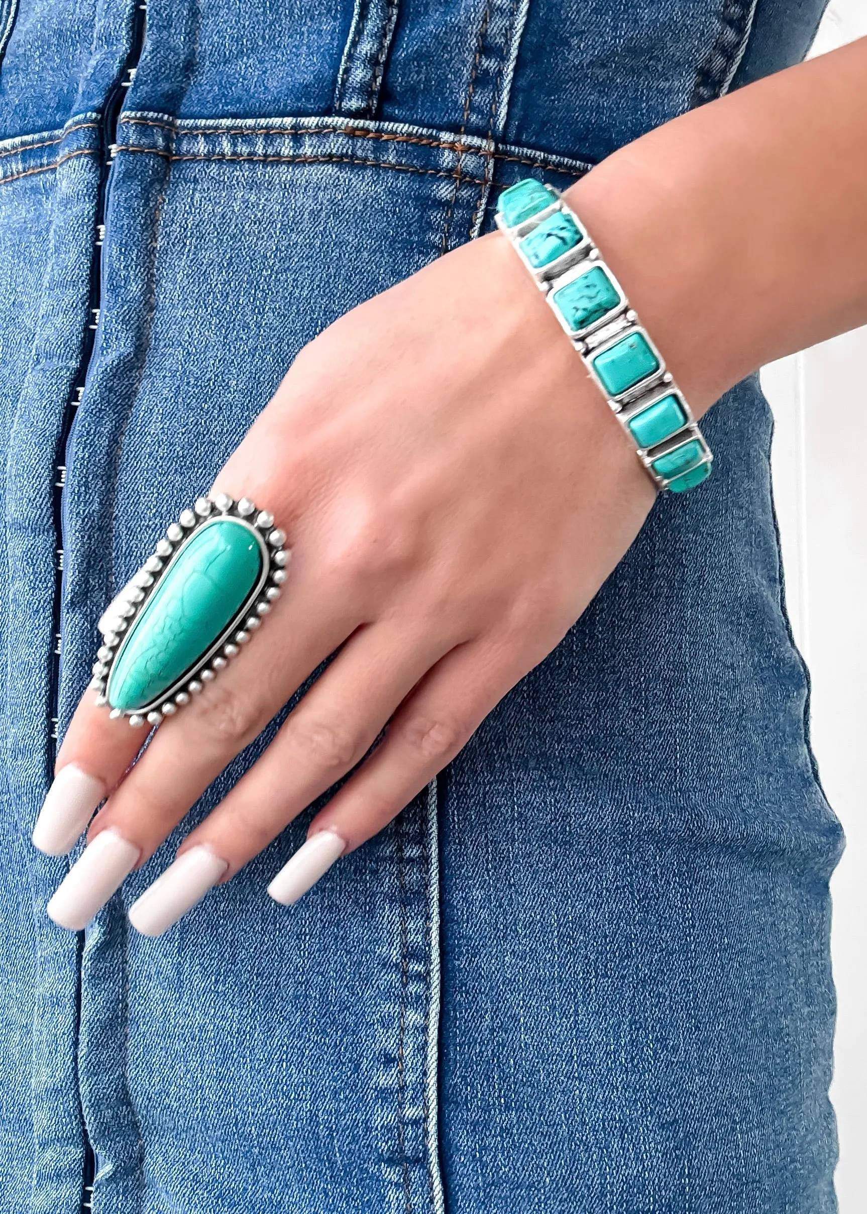 Square Turquoise Cuff Bracelet
