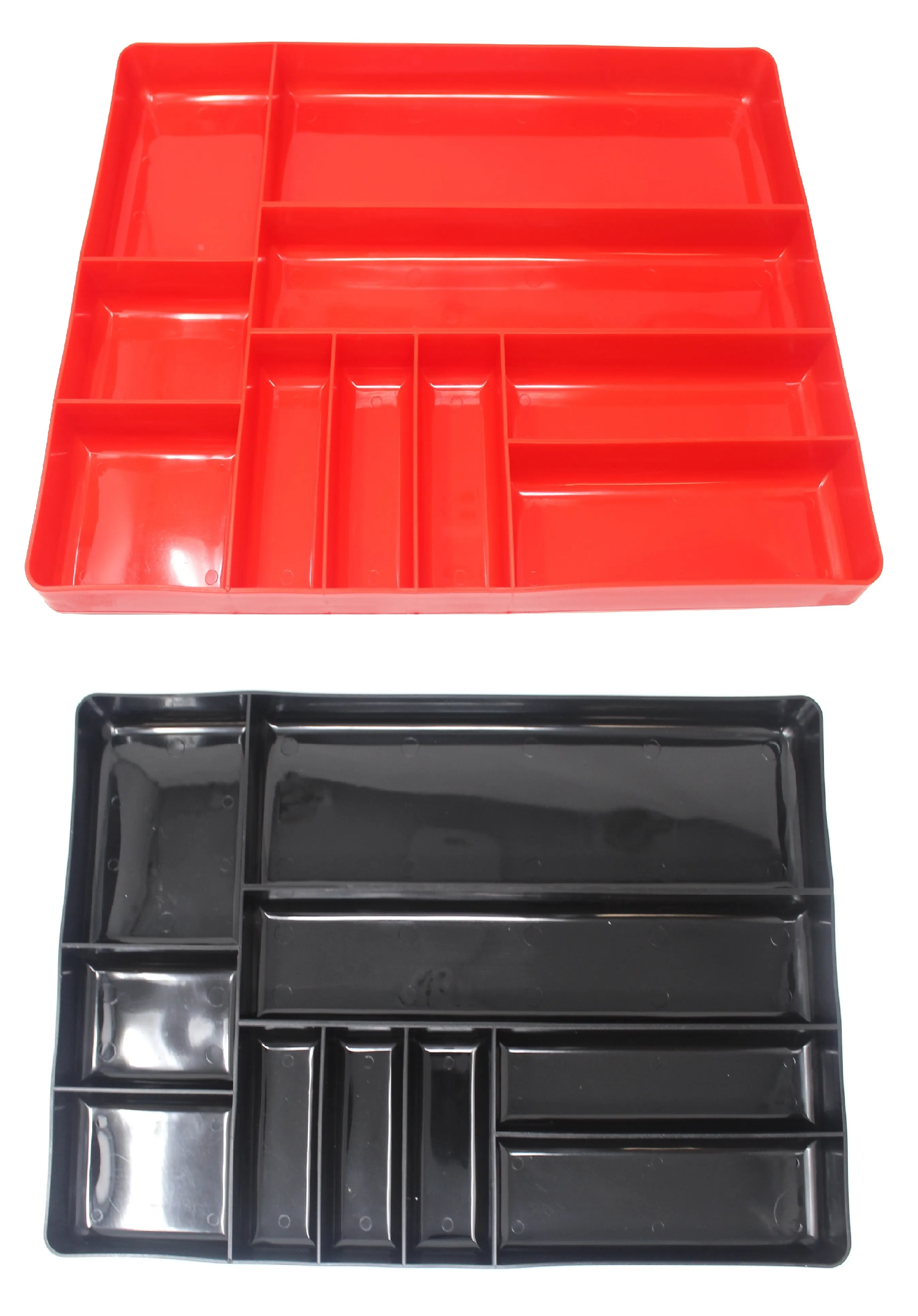 Stackable Lightweight 10 Compartment Organizer Tray - Black or Red