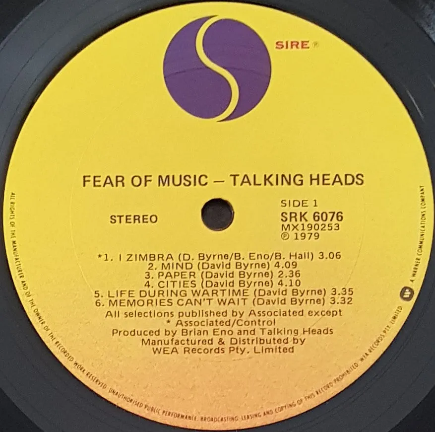 Talking Heads - Fear Of Music