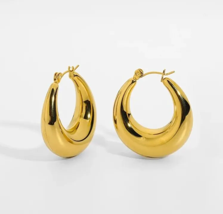 Tao | Gold Plated Statement Oval Hoop Earrings