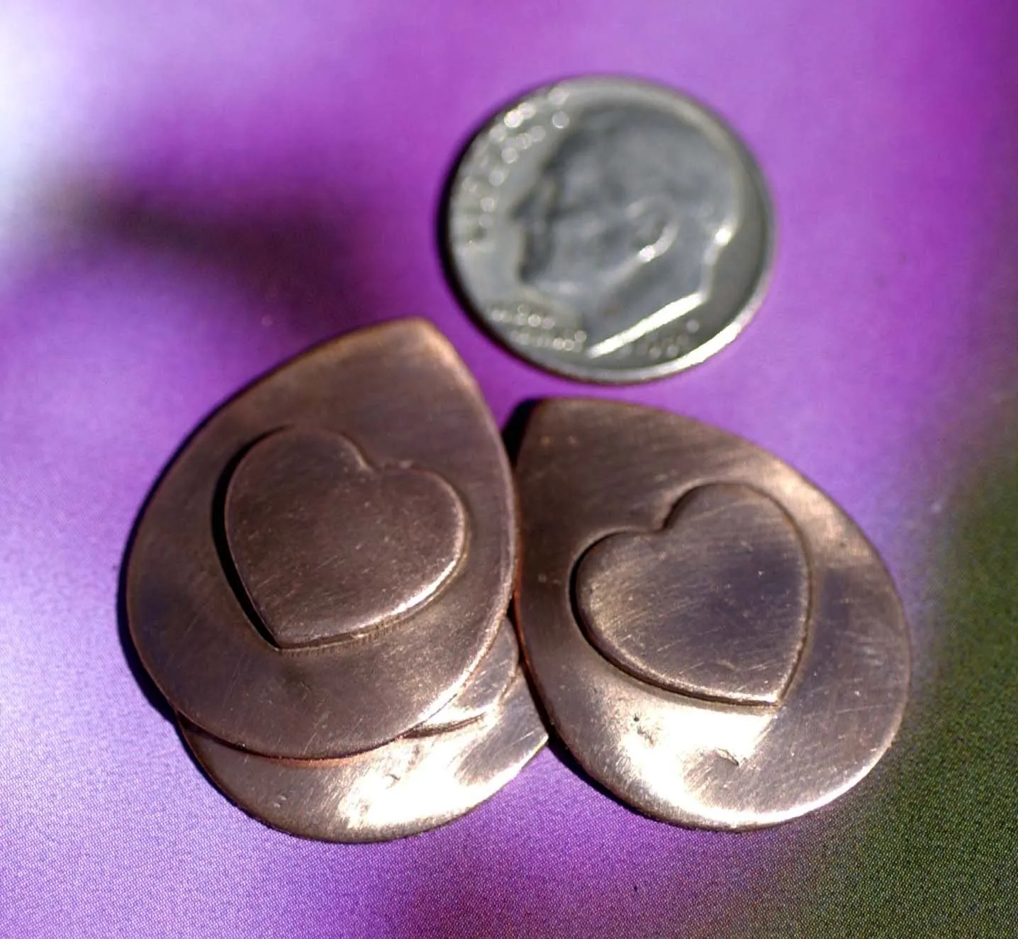 Teardrop of Love with Embossed Heart for Blanks Enameling Stamping Texturing Variety Metals