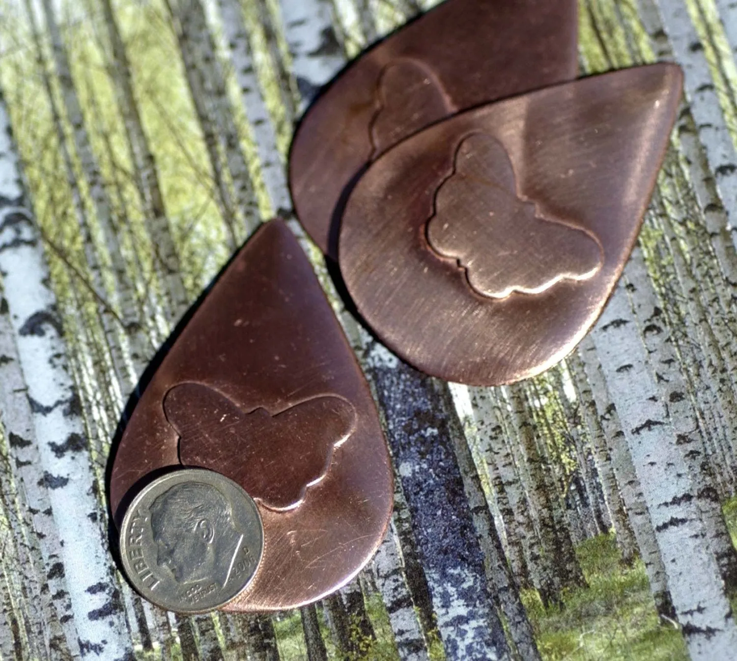 Teardrop with Embossed Butterfly Blank for Stamping Texturing Metalworking Blanks