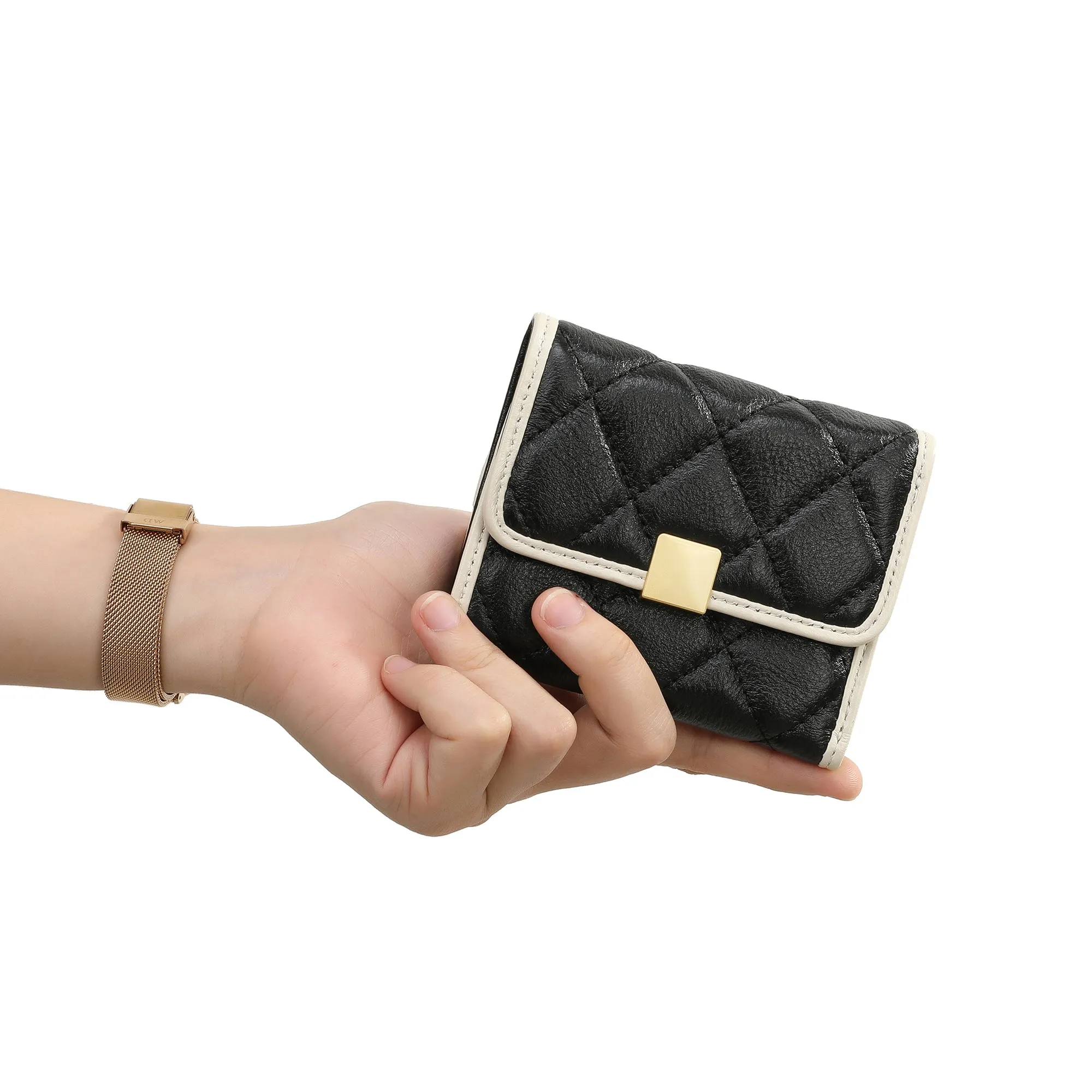 Tiffany & Fred Two Tone Full-Grain Quilted Wallet
