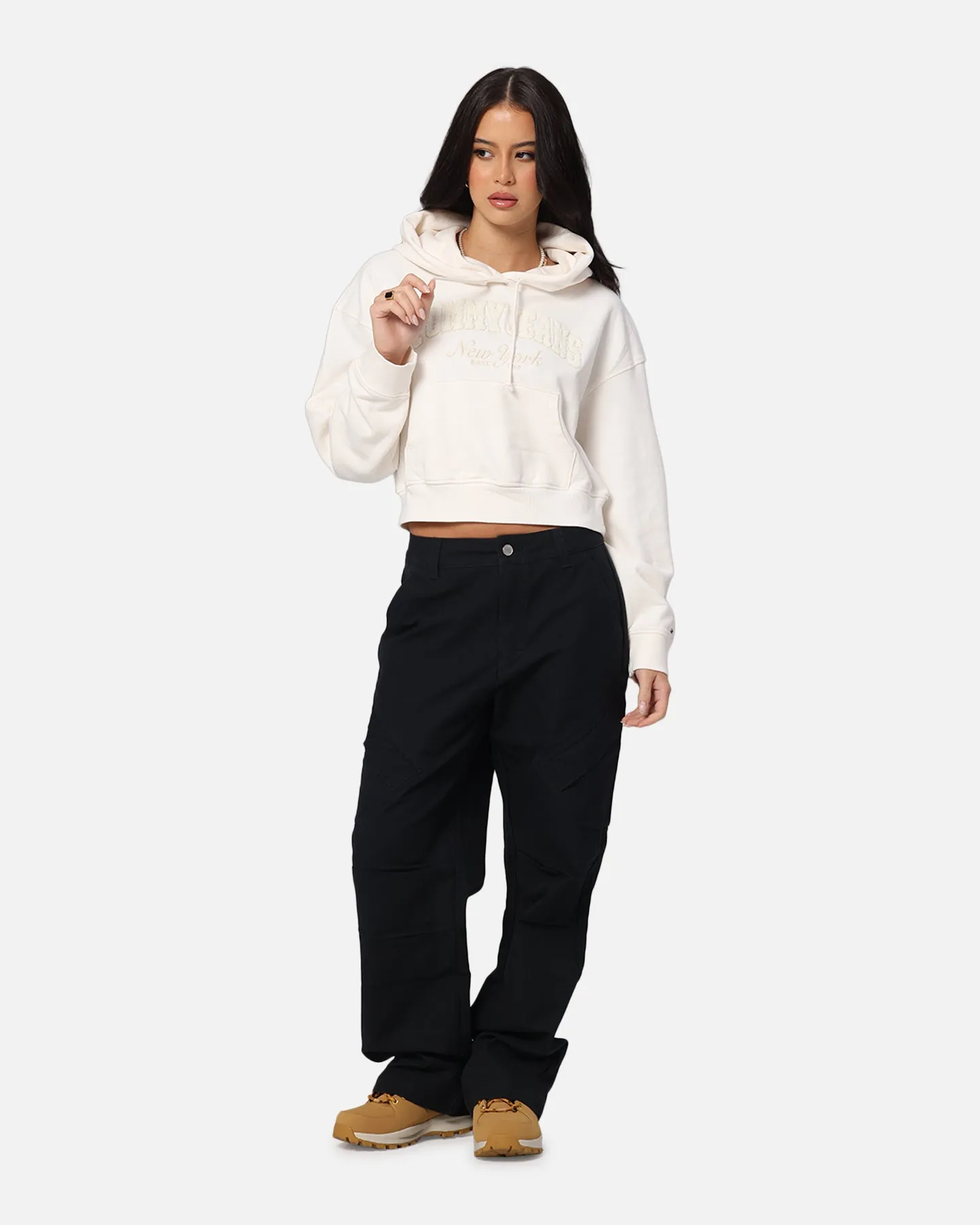 Tommy Jeans Women's Boxy Crop GMD Varsity Hoodie Ancient White
