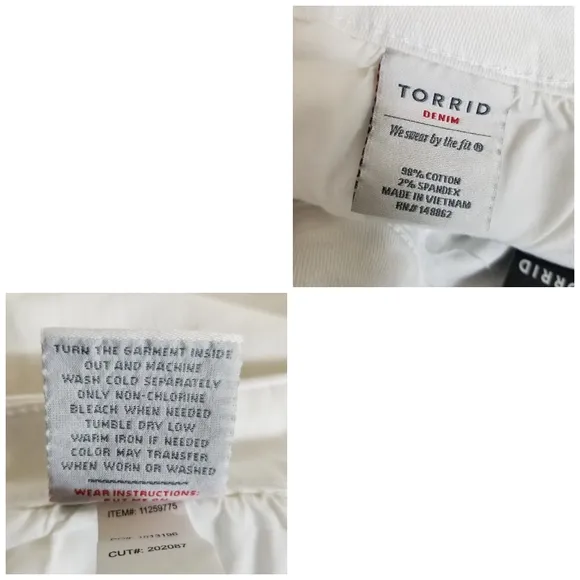 Torrid  White Jean Shorts Womens Whipstitched Stretch Denim Womens Size 26