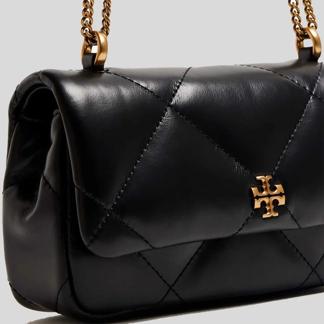 TORY BURCH Mini Kira Diamond Quilt Flap Bag Black RB-154710