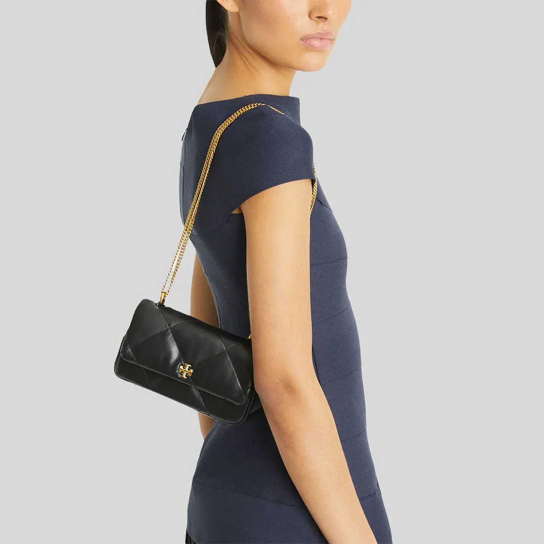 TORY BURCH Mini Kira Diamond Quilt Flap Bag Black RB-154710