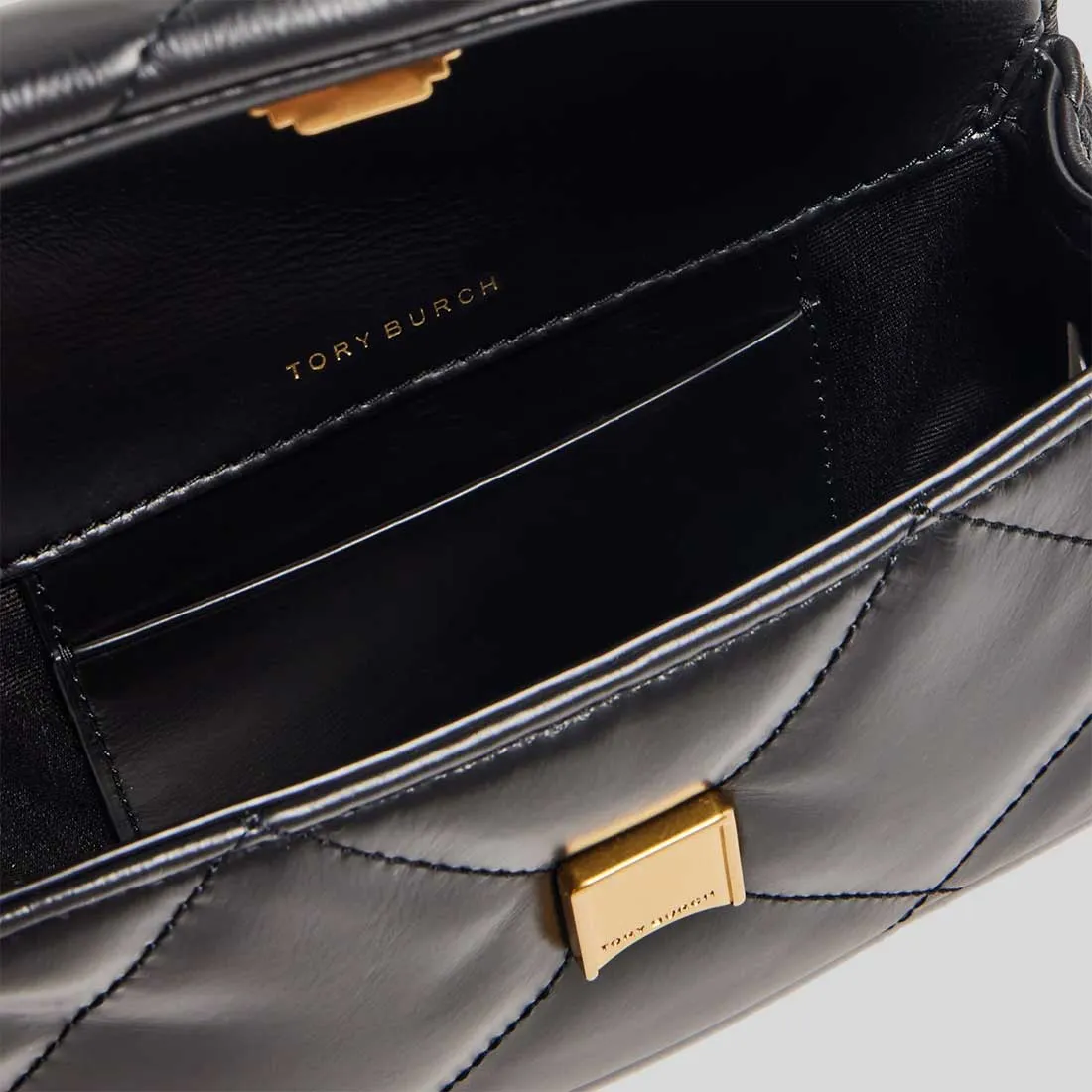 TORY BURCH Mini Kira Diamond Quilt Flap Bag Black RB-154710