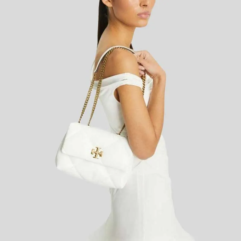 TORY BURCH Small Kira Diamond Quilt Convertible Shoulder Bag Blanc RS-154706