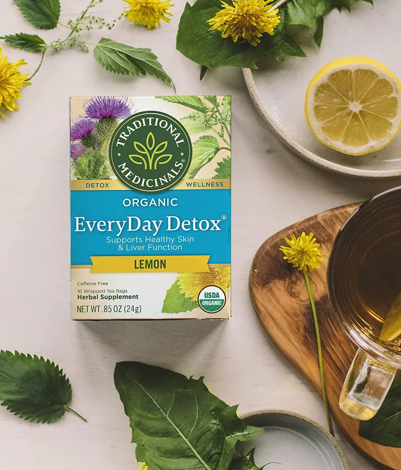 Traditional Medicinals Organic EveryDay Detox Lemon Detox Tea, 16 Tea Bags, (Pack of 1)