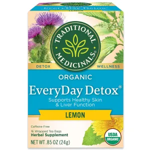 Traditional Medicinals Organic EveryDay Detox Lemon Detox Tea, 16 Tea Bags, (Pack of 1)