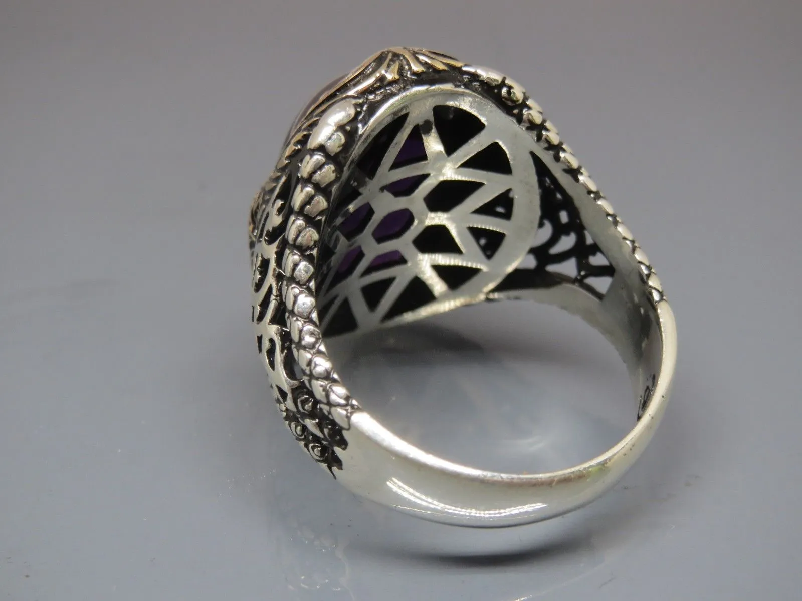 Turkish Handmade Jewelry 925 Sterling Silver Amethyst Stone Mens Rings