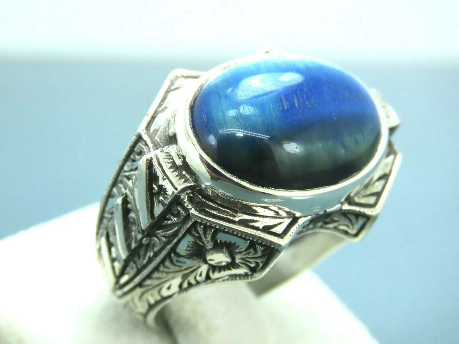 Turkish Handmade Jewelry 925 Sterling Silver Labradorite Stone Men's Rings