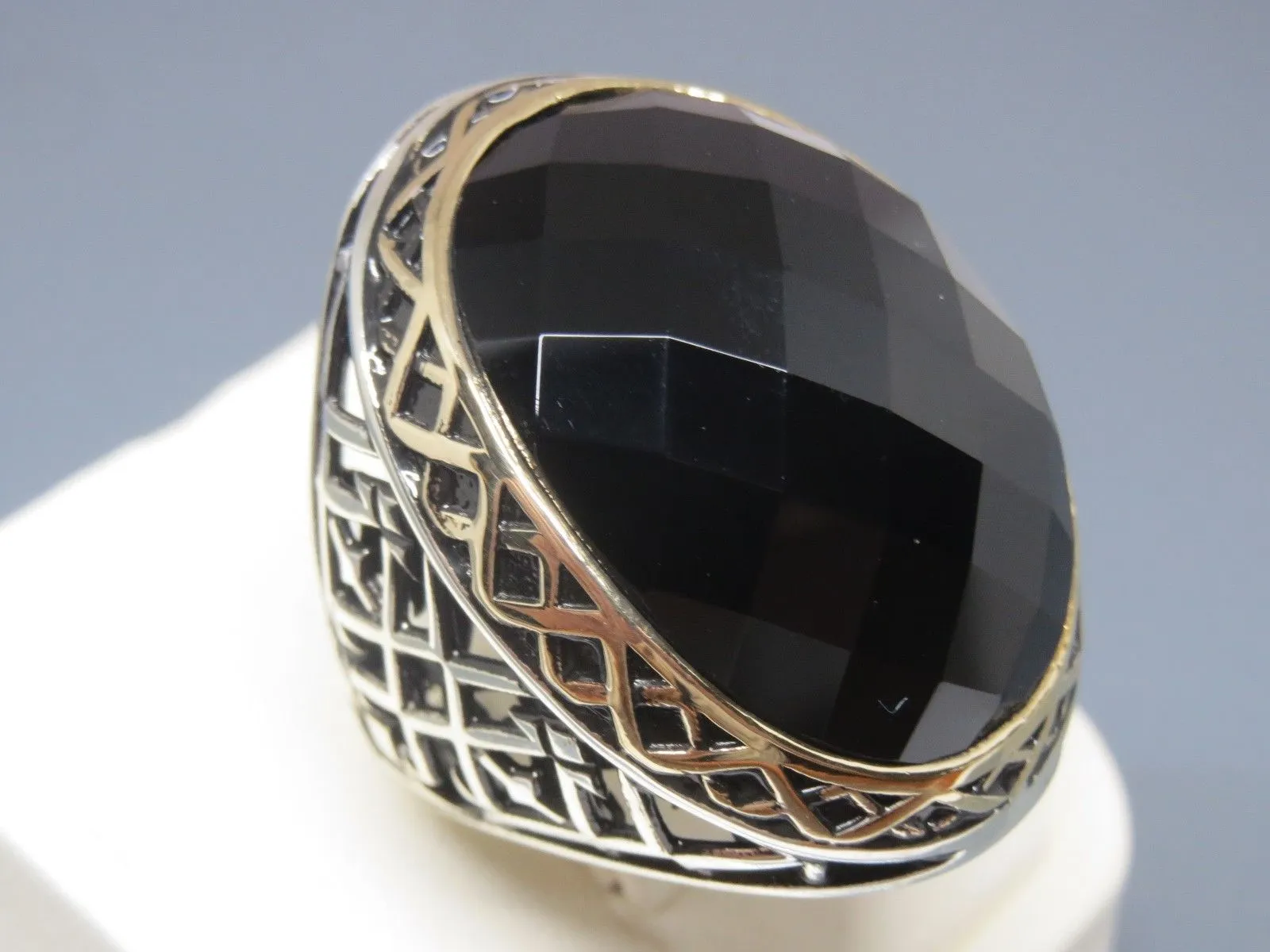 Turkish Handmade Jewelry 925 Sterling Silver Onyx Stone Mens Rings