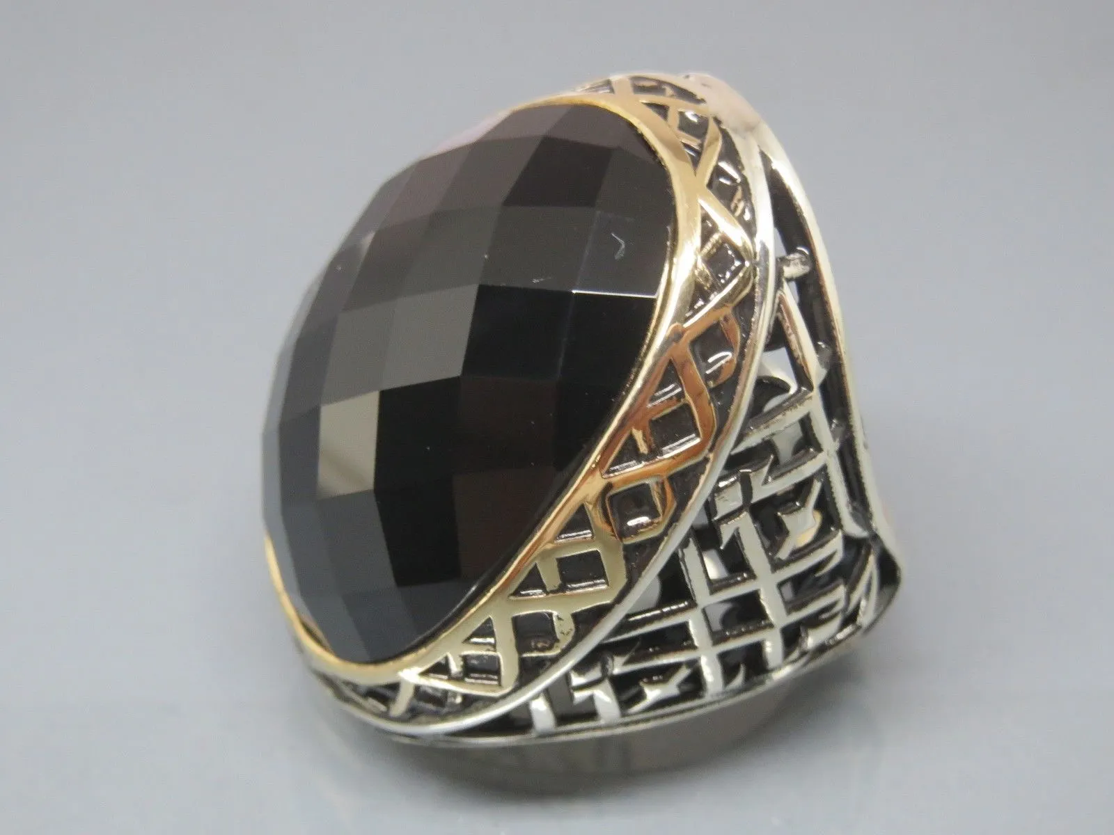 Turkish Handmade Jewelry 925 Sterling Silver Onyx Stone Mens Rings