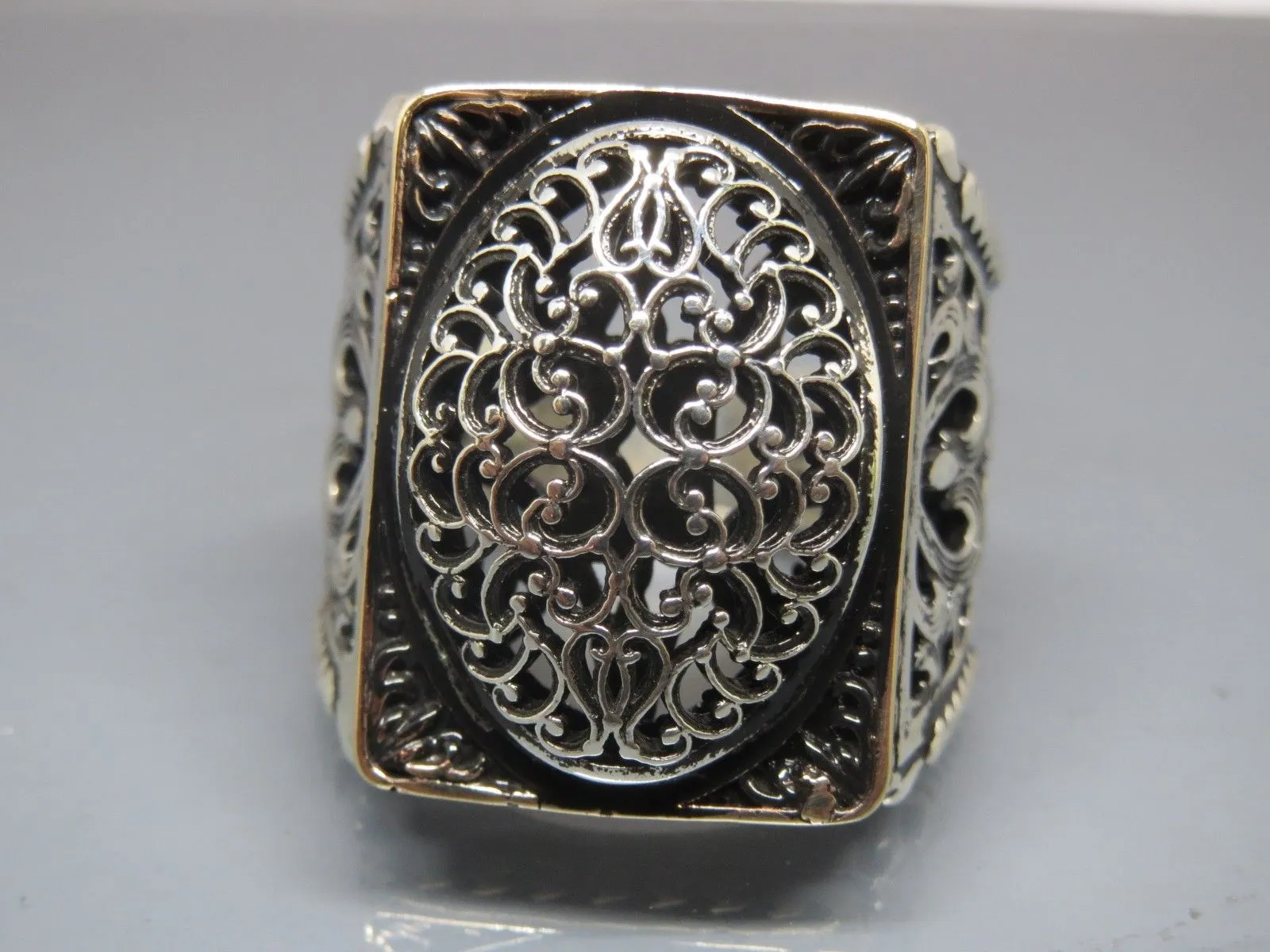 Turkish Handmade Jewelry 925 Sterling Silver Ottoman Design Men's Rings