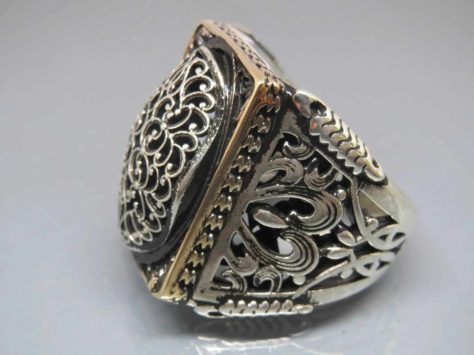 Turkish Handmade Jewelry 925 Sterling Silver Ottoman Design Men's Rings