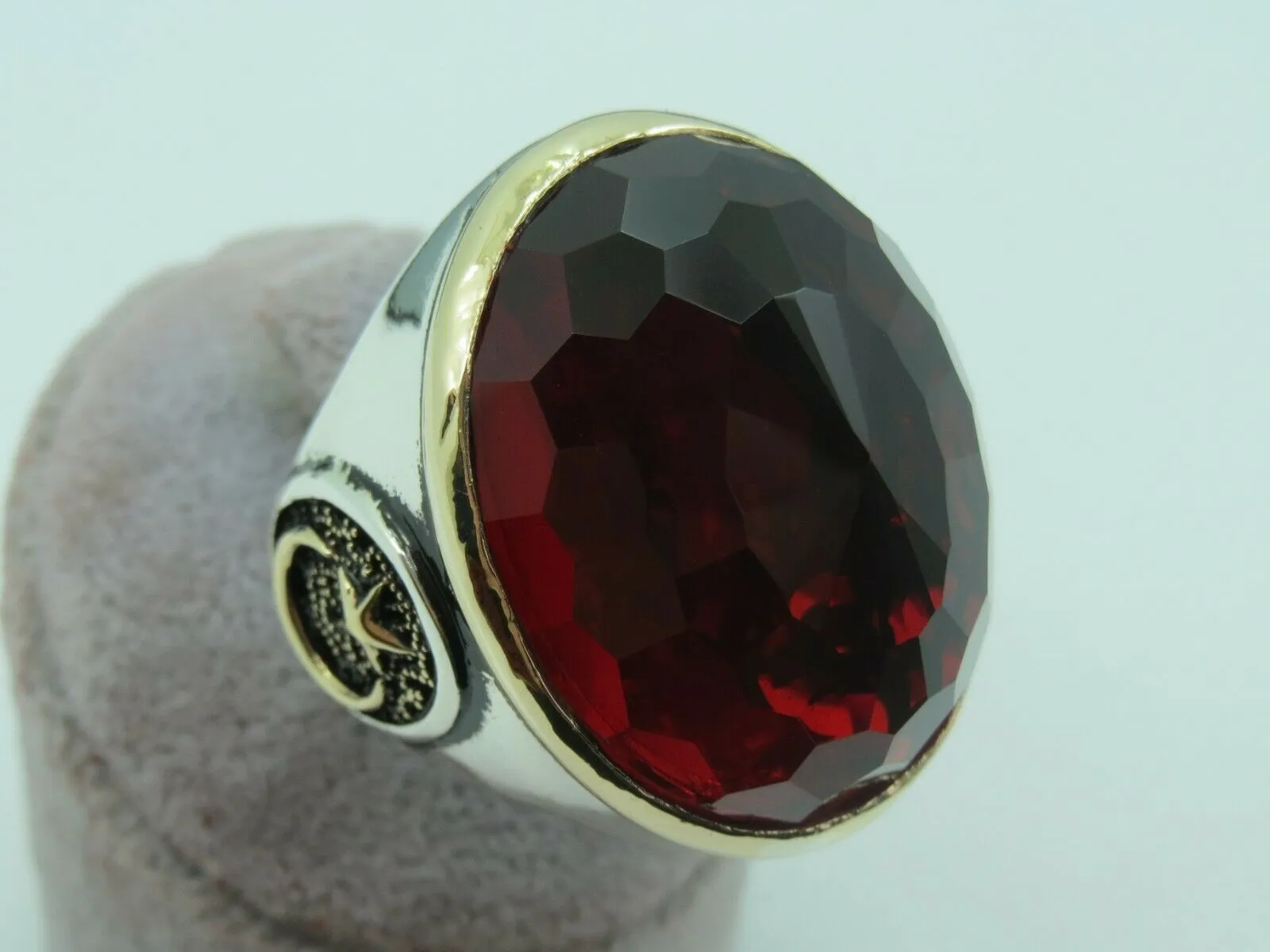 Turkish Handmade Jewelry 925 Sterling Silver Ruby Stone Men Rings