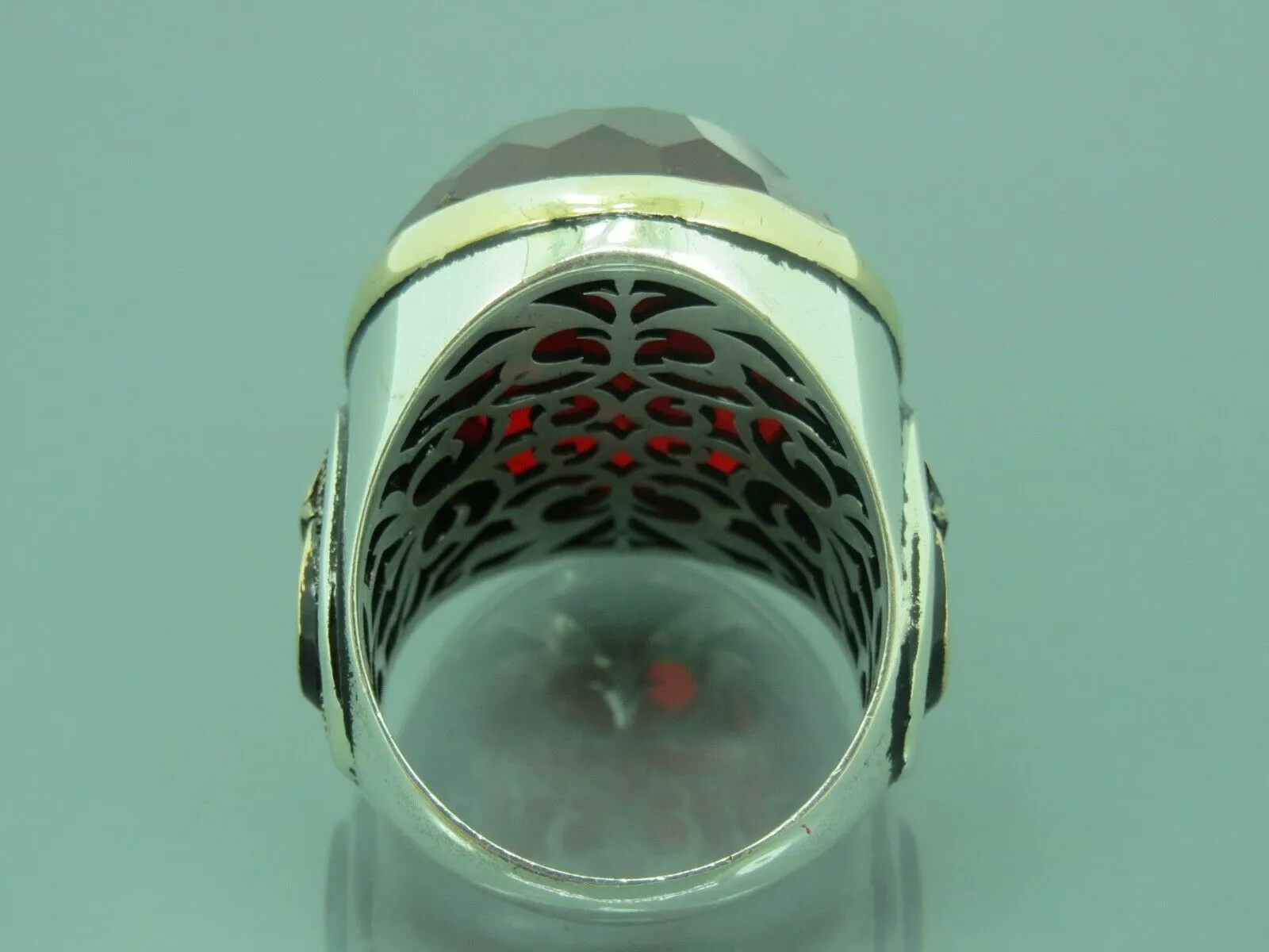 Turkish Handmade Jewelry 925 Sterling Silver Ruby Stone Men Rings