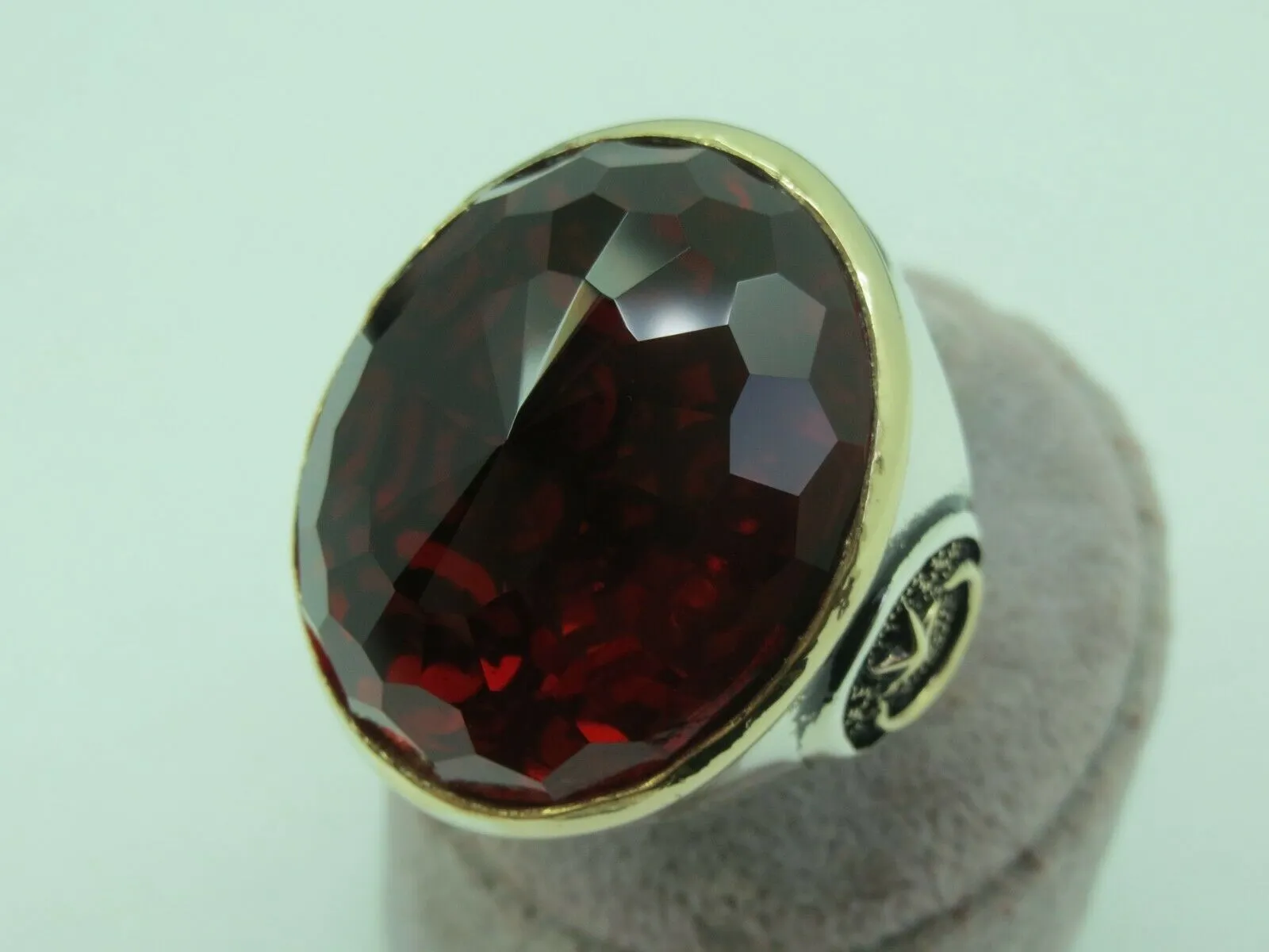Turkish Handmade Jewelry 925 Sterling Silver Ruby Stone Men Rings