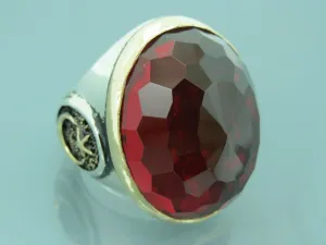 Turkish Handmade Jewelry 925 Sterling Silver Ruby Stone Men Rings