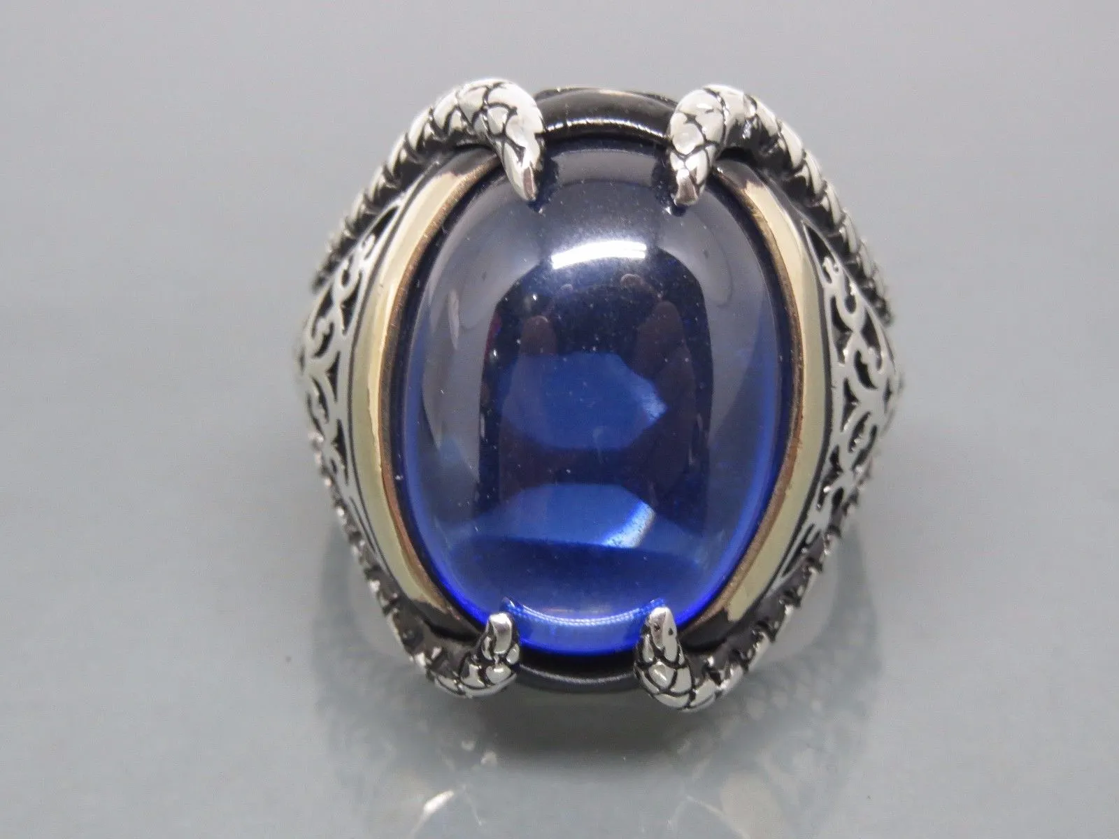 Turkish Handmade Jewelry 925 Sterling Silver Sapphire Stone Mens Rings
