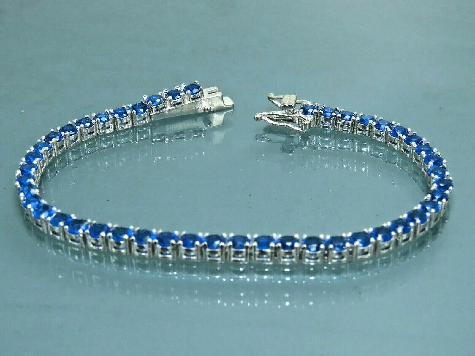 Turkish Handmade Jewelry 925 Sterling Silver Sapphire Stone Womens Bracelet