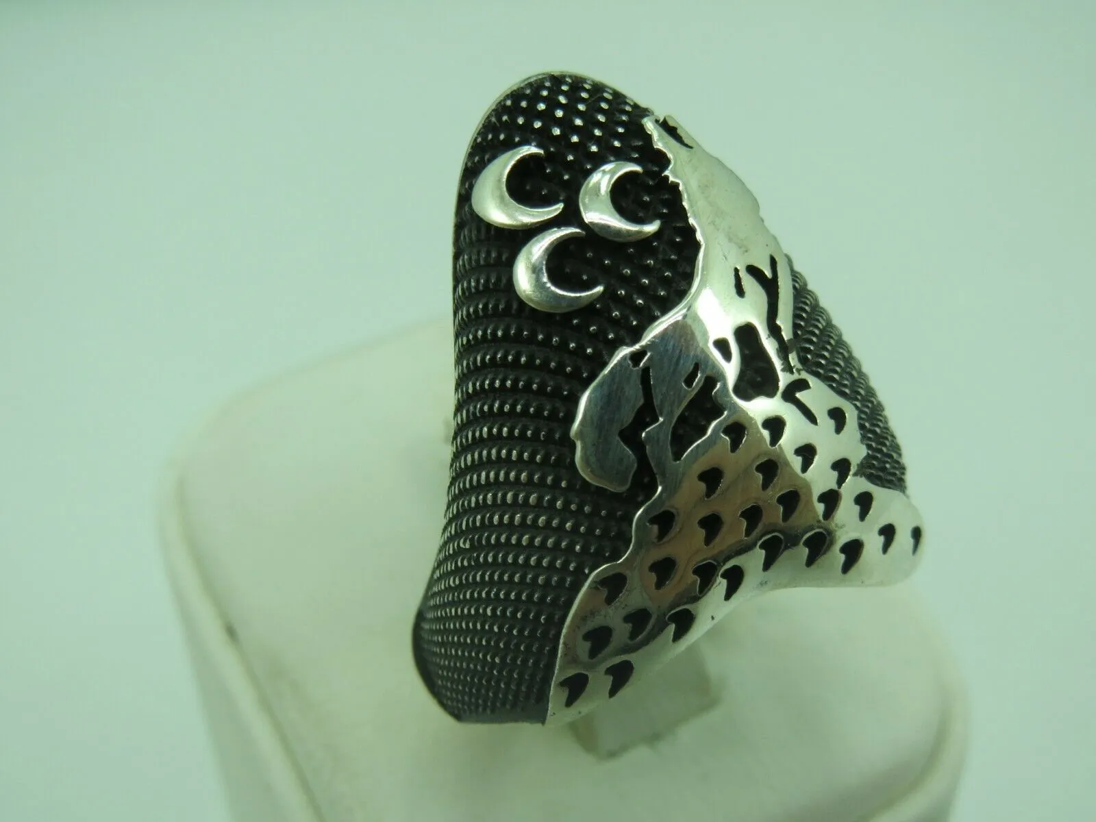 Turkish Handmade Jewelry 925 Sterling Silver Wolf Desing Mens Rings
