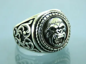 Turkish Hanmade 925 Sterling Silver Gorilla Design Mens Rings