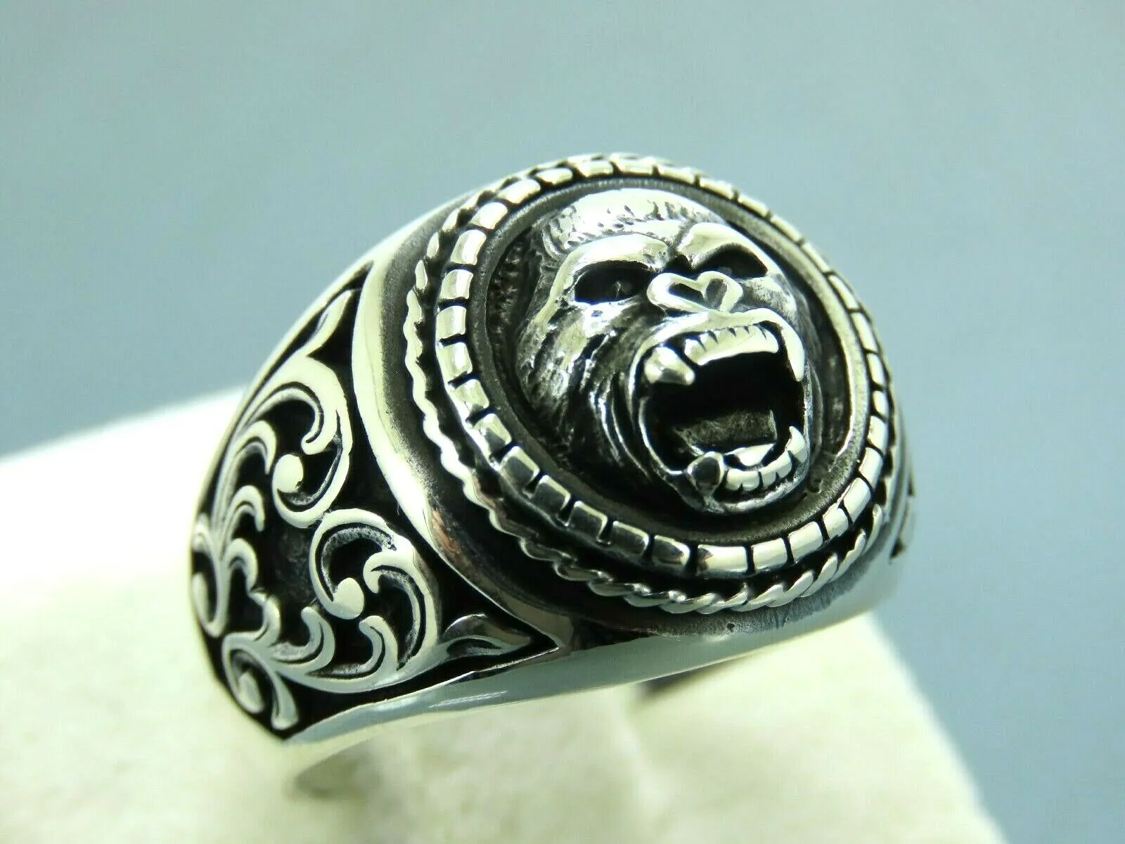 Turkish Hanmade 925 Sterling Silver Gorilla Design Mens Rings