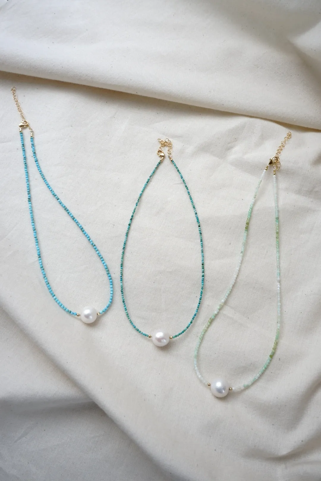 Turquoise & White Baroque Pearl Necklace