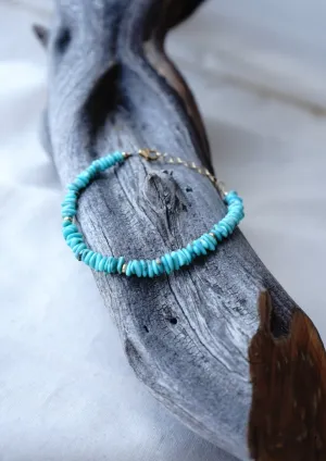 Turquoise Chips & Gold Rondelles Bracelet