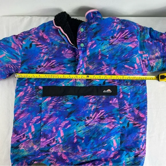 Unisex Chubbies Reversible 80s Style Pullover 1/2 Zip Jacket Medium EUC Sherpa