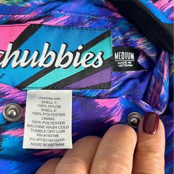 Unisex Chubbies Reversible 80s Style Pullover 1/2 Zip Jacket Medium EUC Sherpa