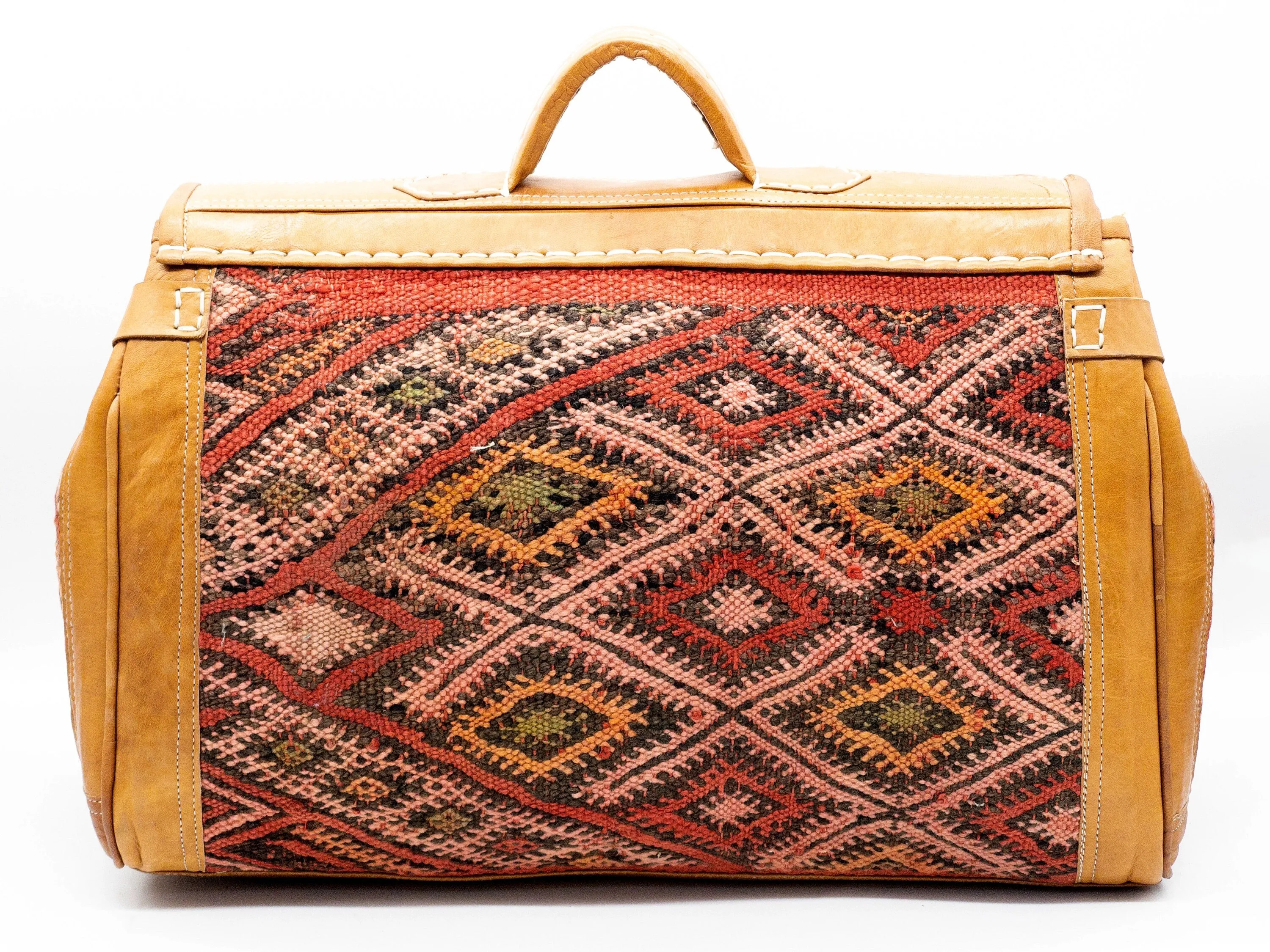 Unisex Duffel Bag with Kilim Accent - Handmade Boho Travel Bag