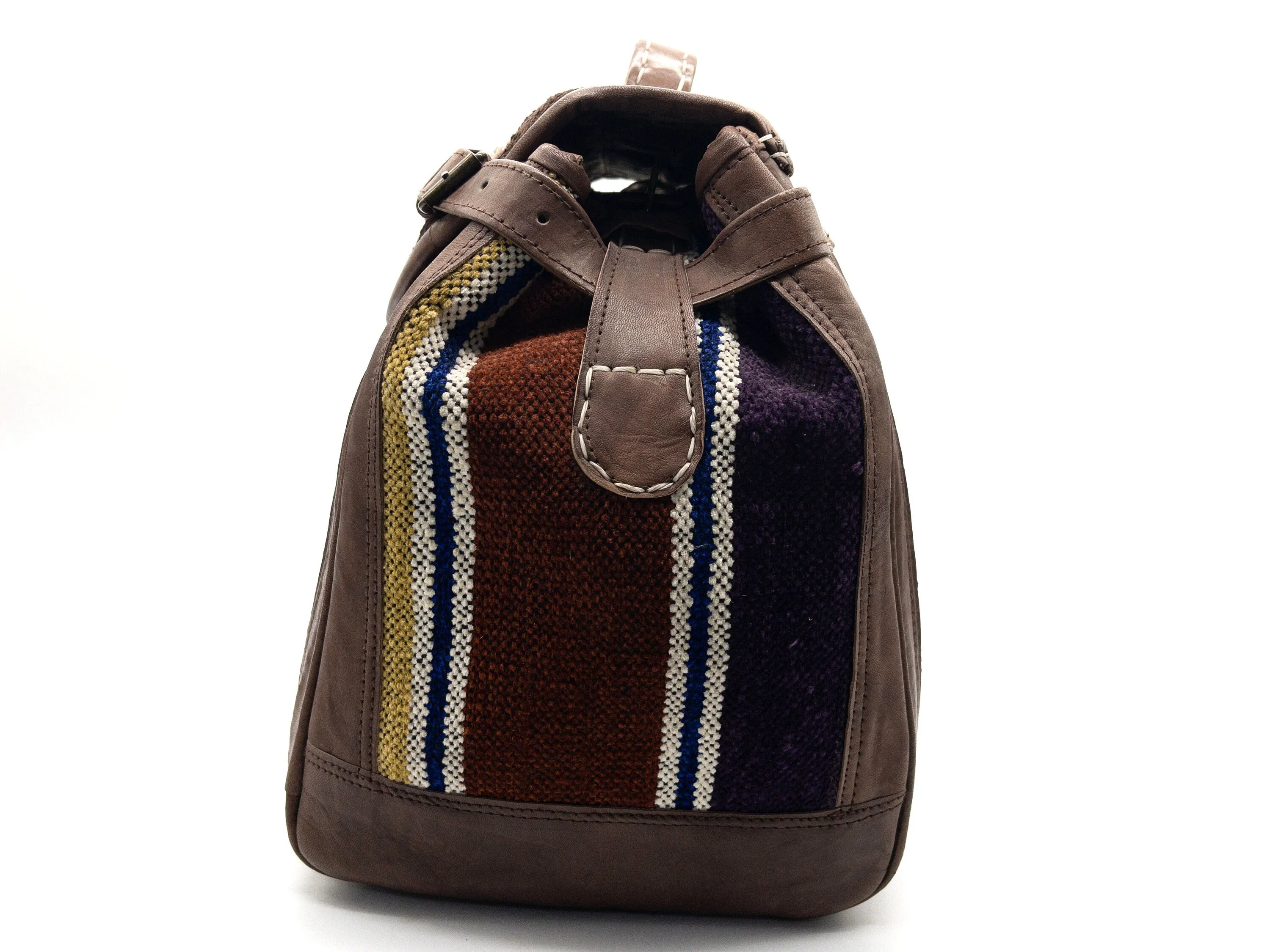 Unisex Duffel Bag with Kilim Accent - Handmade Boho Travel Bag