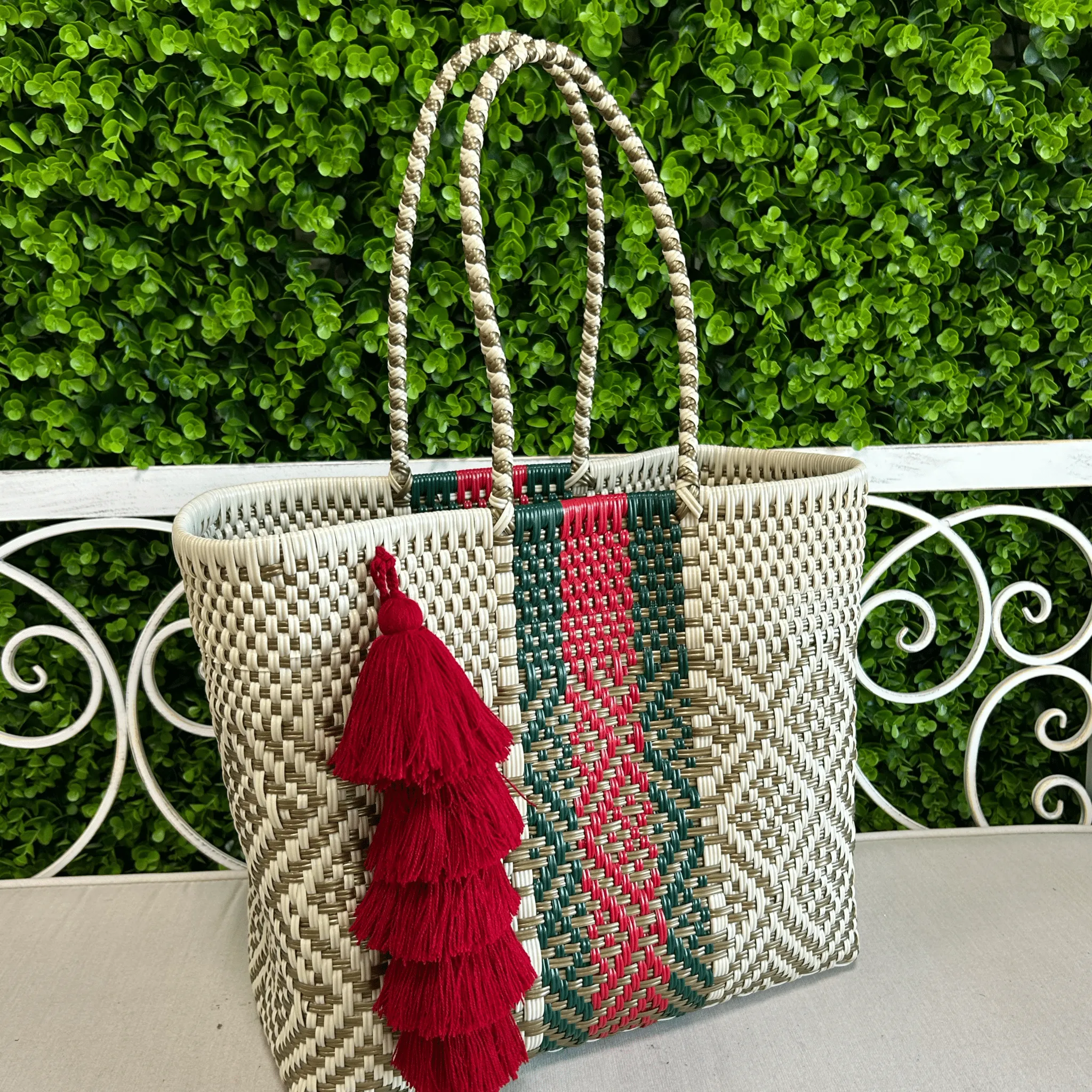 Upcycled Handwoven MD Basket Tote - Florence