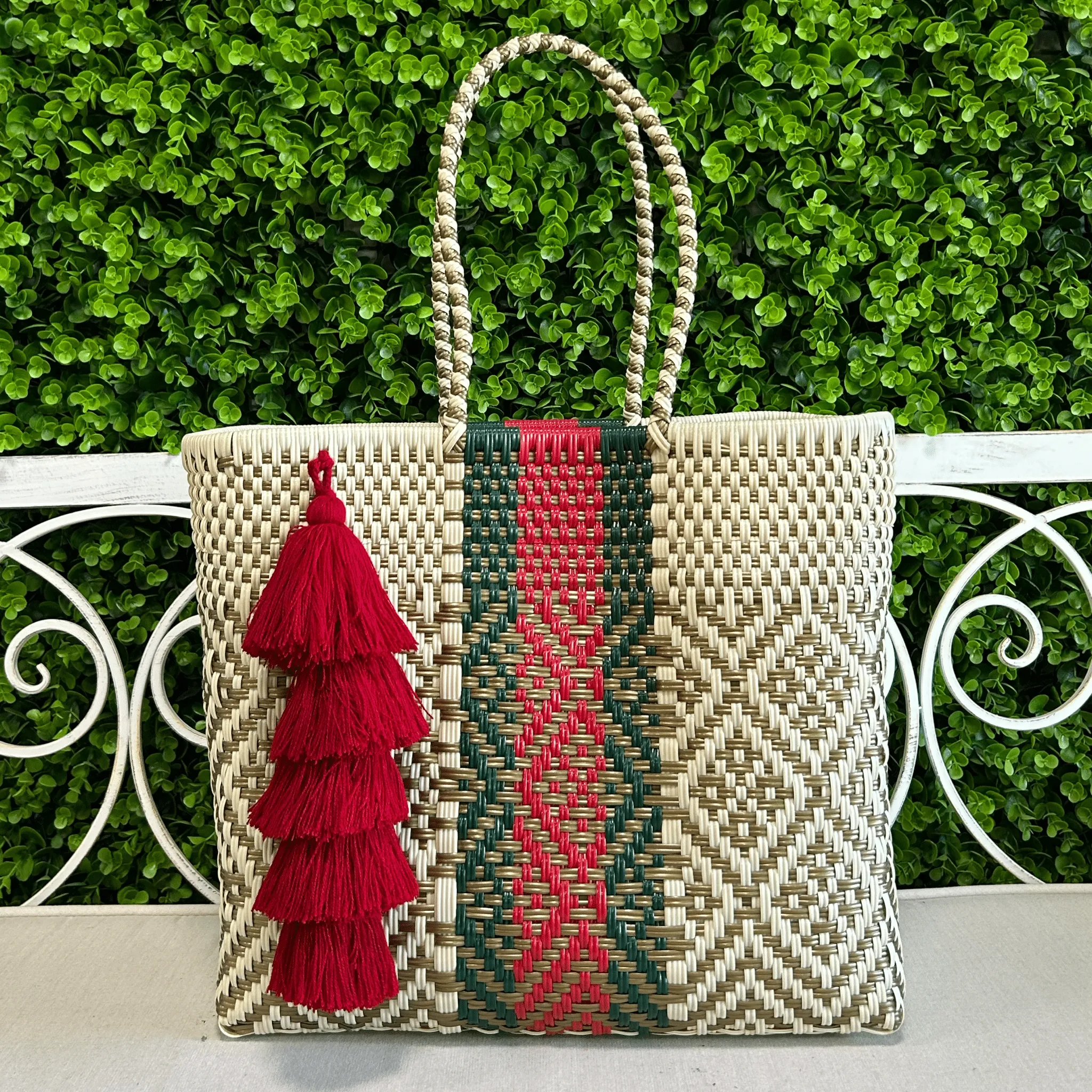 Upcycled Handwoven MD Basket Tote - Florence