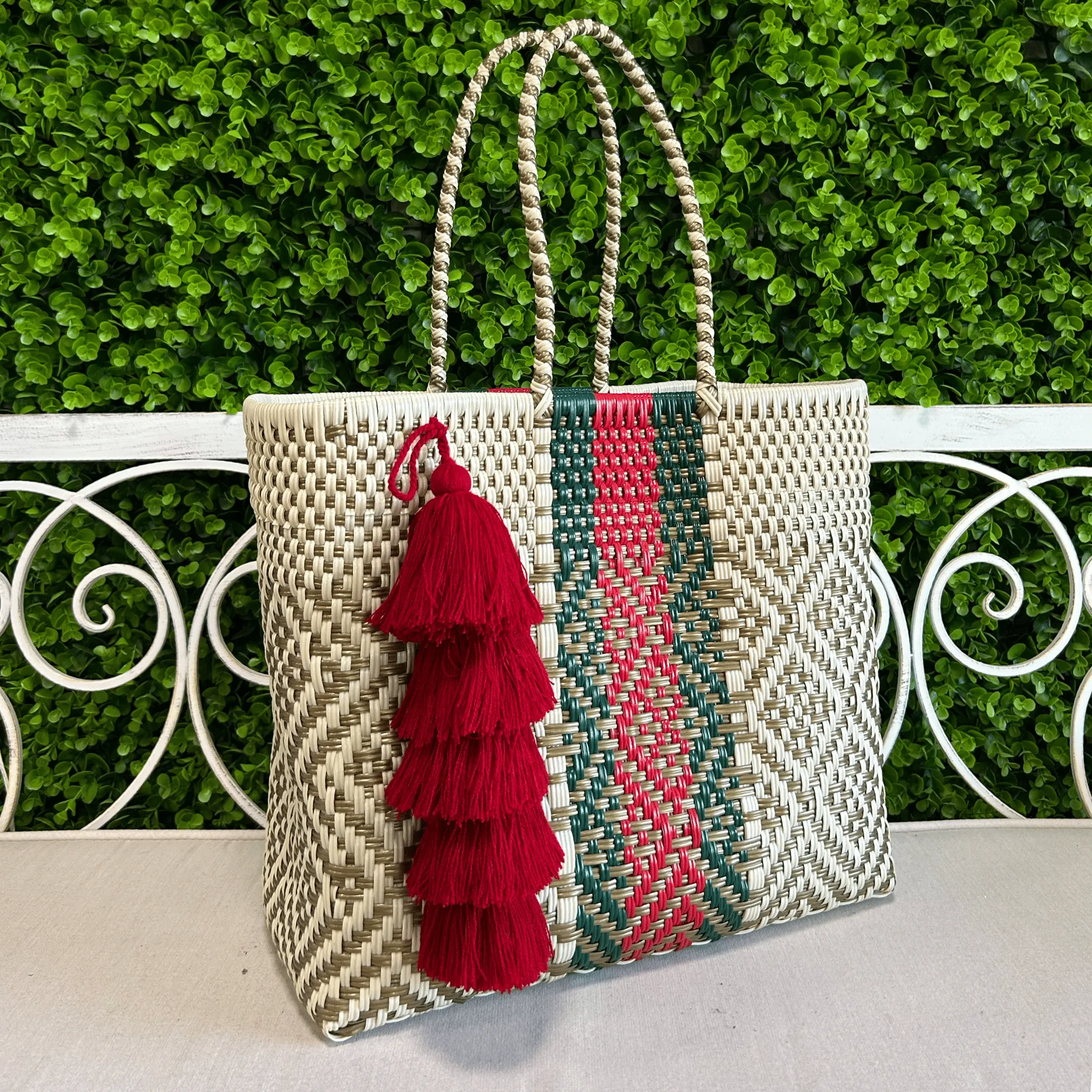 Upcycled Handwoven MD Basket Tote - Florence