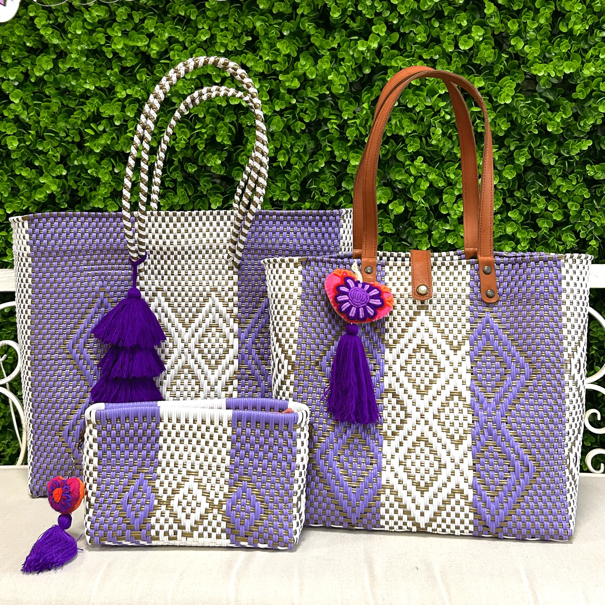Upcycled Handwoven MD Tejana Tote - Purple Rain